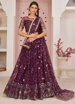 Butterfly Net Wine Party Wear Embroidery Work Lehenga Choli